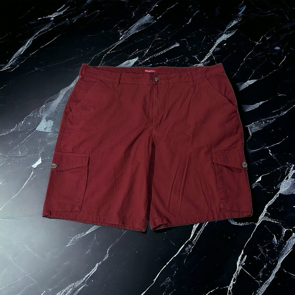 Merona Cargo Shorts Mens Crimson Red Sz 42 Golf Camping Hiking Outdoors 10” I